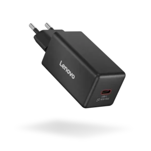 מטען Lenovo 65W Mini USB-C GaN עם טכנולוגיית GaN מתקדמת, יציאת USB-C, כבל באורך 2 מטר, טעינה מהירה למחשבים ניידים, טאבלטים וסמארטפונים.