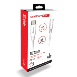 כבל מתאם PL 3.5MM AUX ל- ENERGY Type-C - אורך 1 מטר, צבע לבן