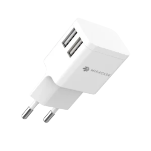 מטען קיר Miracase MWC244 2.4A עם 2 יציאות USB Type-A - צבע לבן