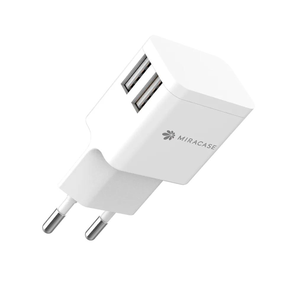 מטען קיר Miracase MWC244 2.4A עם 2 יציאות USB Type-A - צבע לבן